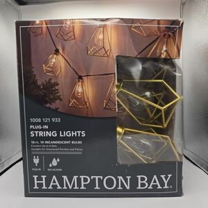 Hampton Bay 10 Light 10 ft. Indoor/Outdoor Plug-In Gold Cage String Lights
